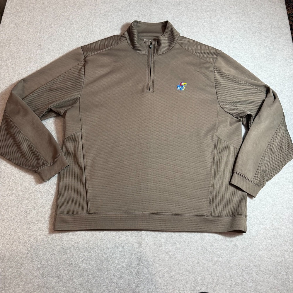 Cutter & Buck Pullover Mens 3XL Brown Kansas Jayhawks DryTec Quarter Zip - Picture 2 of 10